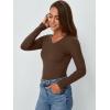 imageAUTOMET Womens Long Sleeve Shirts Fall Outfits Fashion Tops V Neck Ribbed Basic Casual Clothes Winter UnderscrubBrown