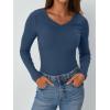 imageAUTOMET Womens Long Sleeve Shirts Fall Outfits Fashion Tops V Neck Ribbed Basic Casual Clothes Winter UnderscrubHazeblue