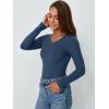 imageAUTOMET Womens Long Sleeve Shirts Fall Outfits Fashion Tops V Neck Ribbed Basic Casual Clothes Winter UnderscrubHazeblue