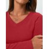 imageAUTOMET Womens Long Sleeve Shirts Fall Outfits Fashion Tops V Neck Ribbed Basic Casual Clothes Winter UnderscrubRed