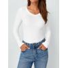 imageAUTOMET Womens Long Sleeve Shirts Fall Outfits Fashion Tops V Neck Ribbed Basic Casual Clothes Winter UnderscrubWhite