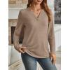 imageAUTOMET Womens Long Sleeve Shirts Fall Tops 2025 Henley Blouses Dressy Casual Business Basic Tees Trendy Cute TShirtsKhaki