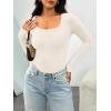 imageAUTOMET Womens Long Sleeve Shirts Ribbed Knit Tops Scoop Neck Fall TopsBeige