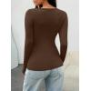 imageAUTOMET Womens Long Sleeve Shirts Ribbed Knit Tops Scoop Neck Fall TopsBrown