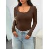 imageAUTOMET Womens Long Sleeve Shirts Ribbed Knit Tops Scoop Neck Fall TopsBrown
