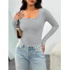 imageAUTOMET Womens Long Sleeve Shirts Ribbed Knit Tops Scoop Neck Fall TopsGrey