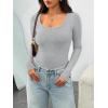 imageAUTOMET Womens Long Sleeve Shirts Ribbed Knit Tops Scoop Neck Fall TopsGrey