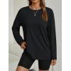 imageAUTOMET Womens Oversized Long Sleeve Shirts Fall Trendy Tops Fashion Gym Baggy Basic Casual Loose Fit Workout Y2k ClothesBlack