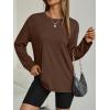 imageAUTOMET Womens Oversized Long Sleeve Shirts Fall Trendy Tops Fashion Gym Baggy Basic Casual Loose Fit Workout Y2k ClothesChocolatebrown