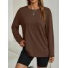 imageAUTOMET Womens Oversized Long Sleeve Shirts Fall Trendy Tops Fashion Gym Baggy Basic Casual Loose Fit Workout Y2k ClothesChocolatebrown