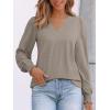 imageAUTOMET Womens TShirts Long Sleeve Tops V Neck Blouses Dressy Business Casual Fall Fashion 2025 Trendy Outfit Winter ClothesTan
