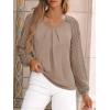 imageAUTOMET Womens Tops Long Sleeve TShirts Lace Business Dressy Casual Blouses Fall Fashion 2025 Trendy Outfits Winter ClothesKhaki