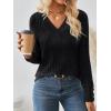 imageAUTOMET Womens V Neck Decorative Buttons Long Sleeve Shirt Fall Sweater Fashion Tops Dressy Casual Tunic Clothes Cute TrendyBlack