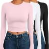 imageAUTOMET 3 Pack Womens Long Sleeve Shirts Y2K Going Out Crop Tops Cute Basic Slim Fitted Fall Fashion Outfits 2025 ClothesPinkwhiteblack