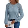 imageAUTOMET Long Sleeve Shirts Womens Lace Lightweight Sweaters Fall Business Dressy Casual TopsLightblue