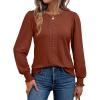 imageAUTOMET Long Sleeve Shirts for Women Business Dressy Casual Tops Work Blouses Pleated TunicsRust