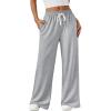 imageAUTOMET Lounge Pants Women Wide Leg Casual Sweatpants Baggy Workout Sweat Pajamas Pants Fall Fashion Outfits with PocketsGrey
