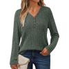 imageAUTOMET Sweater for Women Long Sleeve Henley Shirts Dressy Casual Tunic Tops Deep V Neck Sweaters Fall Outfits 2025Green