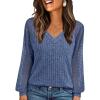imageAUTOMET Women Long Sleeve Shirts Fall Lace Tops 2025 Fashion V Neck Sweaters Dressy Casual Winter Tunic Blouse Trendy OutfitBlue