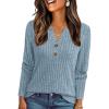 imageAUTOMET Womens Long Sleeve Henley Shirts Fall Lightweight Sweaters Dressy Casual Tunic Tops Fashion Clothes 2025Lightblue