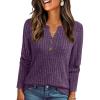 imageAUTOMET Womens Long Sleeve Henley Shirts Fall Lightweight Sweaters Dressy Casual Tunic Tops Fashion Clothes 2025Purple