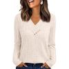 imageAUTOMET Womens Long Sleeve Shirt Fall Fashion 2025 V Neck Sweater Tunic Tops Dressy Casual Work Blouse Trendy Winter ClothingApricot