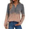 imageAUTOMET Womens Long Sleeve Shirts 2025 Fall Fashion Dressy Casual Tops Trendy Henley Blouses Cute Work Outfits ClothesOmbre Grey Coral