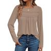 imageAUTOMET Womens Long Sleeve Shirts Business Casual Blouses Dressy Fall Babydoll TopsKhaki