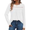 imageAUTOMET Womens Long Sleeve Shirts Business Casual Blouses Dressy Fall Babydoll TopsWhite