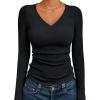 imageAUTOMET Womens Long Sleeve Shirts Fall Outfits Fashion Tops V Neck Ribbed Basic Casual Clothes Winter UnderscrubBlack