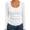 imageAUTOMET Womens Long Sleeve Shirts Ribbed Knit Tops Scoop Neck Fall TopsWhite