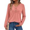 imageAUTOMET Womens Long Sleeve Tops Fall Fashion Dressy Casual Shirts V Neck TShirts Tunic Lightweight Outfits Clothes 2025Coral
