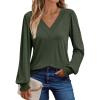 imageAUTOMET Womens TShirts Long Sleeve Tops V Neck Blouses Dressy Business Casual Fall Fashion 2025 Trendy Outfit Winter ClothesArmygreen