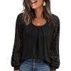imageAUTOMET Womens Tops Long Sleeve TShirts Lace Business Dressy Casual Blouses Fall Fashion 2025 Trendy Outfits Winter ClothesBlack
