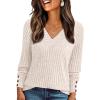 imageAUTOMET Womens V Neck Decorative Buttons Long Sleeve Shirt Fall Sweater Fashion Tops Dressy Casual Tunic Clothes Cute TrendyApricot