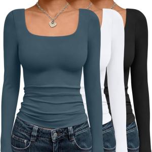 imageAUTOMET 3 Pack Womens Long Sleeve Shirts Fall Fashion Scoop Neck Crop Tops Basic Layer Slim Fit Y2K ClothesBlack white haze Blue