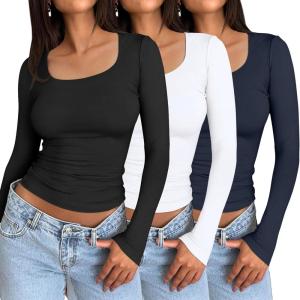 imageAUTOMET 3 Pack Womens Long Sleeve Shirts Fall Fashion Scoop Neck Crop Tops Basic Layer Slim Fit Y2K ClothesBlack white navy