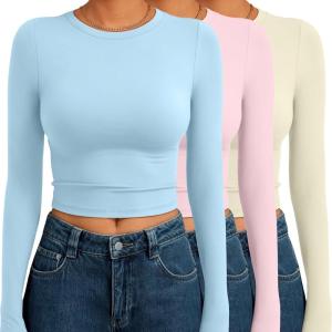 imageAUTOMET 3 Pack Womens Long Sleeve Shirts Y2K Going Out Crop Tops Cute Basic Slim Fitted Fall Fashion Outfits 2025 ClothesBabybluepinkapricot