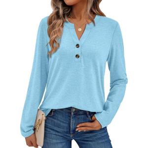 imageAUTOMET Womens Long Sleeve Shirts 2025 Fall Fashion Dressy Casual Tops Trendy Henley Blouses Cute Work Outfits ClothesSky