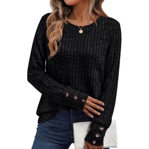 imageAUTOMET Womens Long Sleeve Shirts Fall Sweaters Lightweight Cute Tunic Tops Trendy Fashion Clothes 2025 OutfitsBlack