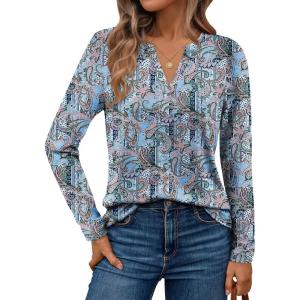 imageAUTOMET Womens Long Sleeve Shirts Fall Tops 2025 Henley Blouses Dressy Casual Business Basic Tees Trendy Cute TShirtsBlueprint