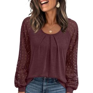 imageAUTOMET Womens Tops Long Sleeve TShirts Lace Business Dressy Casual Blouses Fall Fashion 2025 Trendy Outfits Winter ClothesWinered