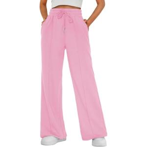 imageAUTOMET Womens Wide Leg Sweatpants Baggy Lounge Travel Pants Fall Fashion Outfits 2025 Winter Clothes JoggersPink