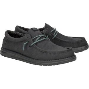 imageHey Dude Mens Wally Canvas  Mens Loafers  Mens Slip On Shoes  Comfortable ampamp LightWeightWaxed Black