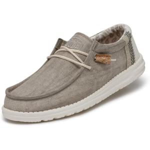 imageHey Dude Mens Wally Linen  Mens Loafers  Mens Slip On Shoes  Comfortable ampamp LightWeightKhaki