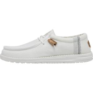 imageHey Dude Mens Wally Linen  Mens Loafers  Mens Slip On Shoes  Comfortable ampamp LightWeightWhite