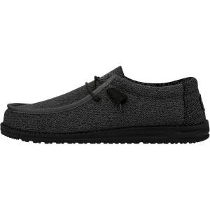imageHey Dude Mens Wally Stretch  Mens Loafers  Mens Slip On Shoes  Comfortable ampamp LightWeightMicro Total Black