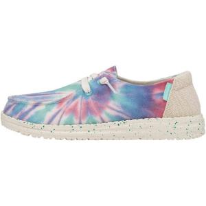 imageHey Dude Womens Wendy Linen  Womens Shoes  Womens Lace Up Loafers  Comfortable ampamp LightWeightRose Candy Tie Dye
