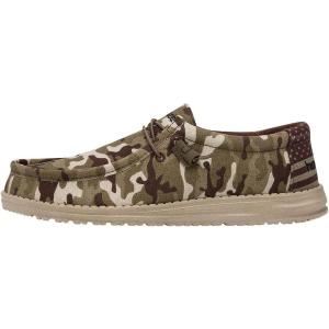 imageHey Dude Mens All Wally Styles  Mens Shoes  Mens Lace Up Loafers  Comfortable ampamp LightWeightCamo Flag