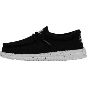imageHey Dude Wally Youth Slub Canvas  Youth Loafers  Kids Slip On Shoes  Comfortable ampamp LightWeightBlack